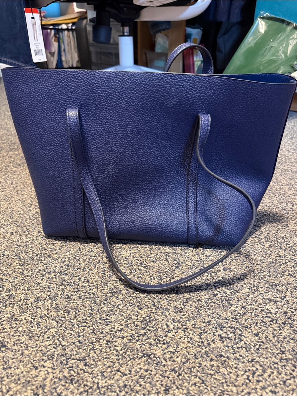 Classic Navy Leather Tote Bag - Womens